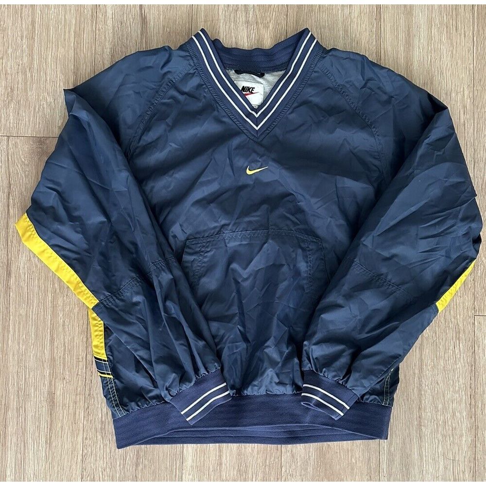 Vintage Nike Women's Medium Blue And Yellow Windbreaker Jacket Size 8-10
